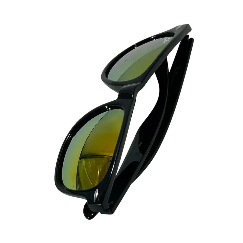 Ray-Ban RB2132 New Wayfarer Classic Sunglasses Black Frame Gold Mirrored Lens